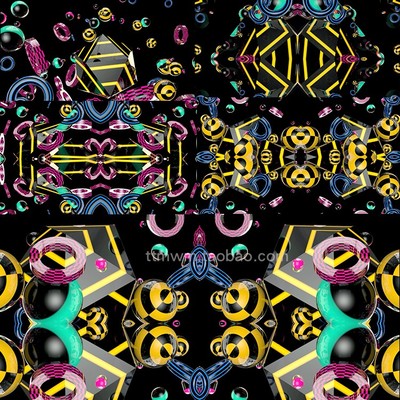5个彩色抽象3d立体动感电子EDM节奏舞台背景视频素材循环vj loop
