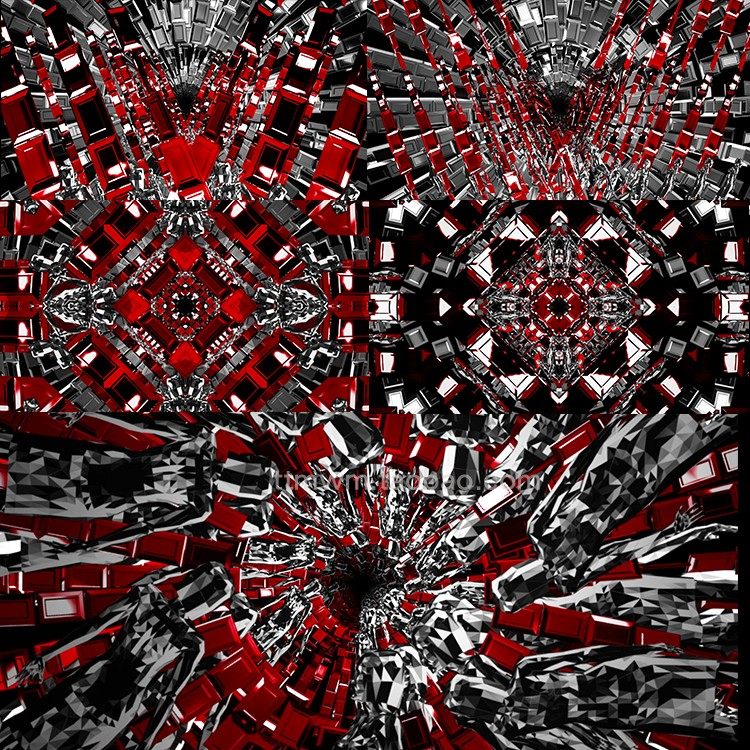 3个红色disco人物隧道动感节奏舞台背景大屏动画视频素材循环loop