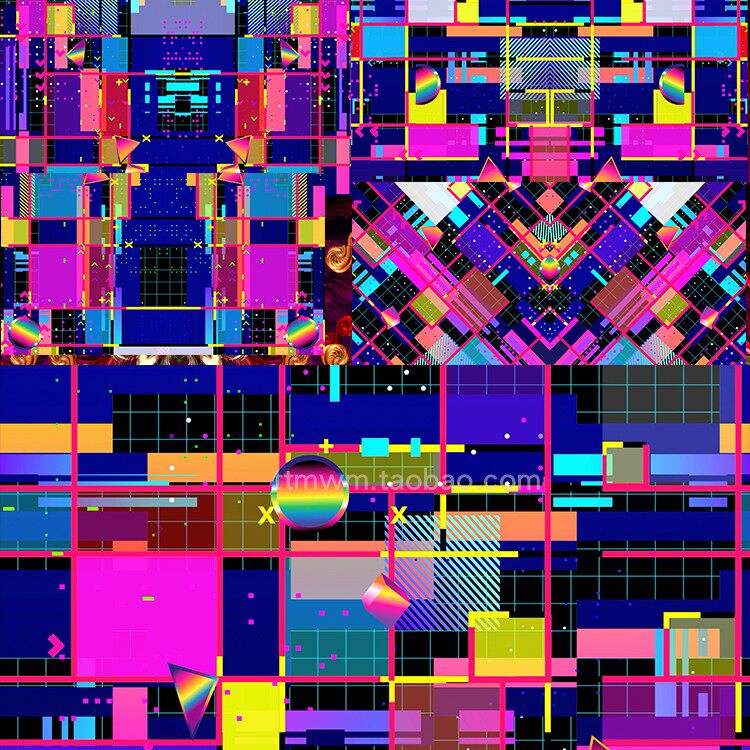 4个彩色艺术方块抽象图形舞台动画表演背景视频素材back grounds