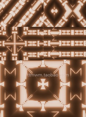 10个灰橙色霓虹等万花筒灯光循环动画视频素材 VJloop 舞台背景4K