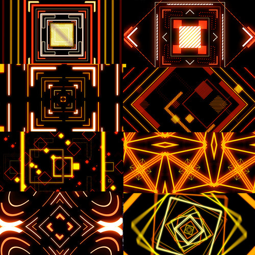 Squared Off 30个黄色几何线条VJLOOPS动感动画视频素材舞台背景
