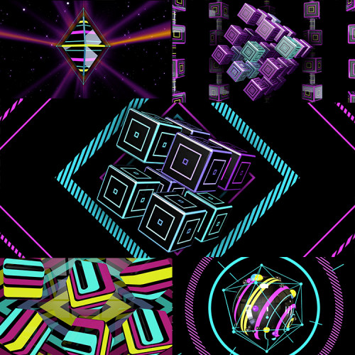 5个3D几何动感节奏VJLOOPS视频素材 舞台背景大屏幕Striped