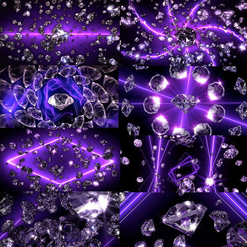 LASER DIAMONDS 20个紫色钻石华丽动感VJLOOPS动态视频素材舞台