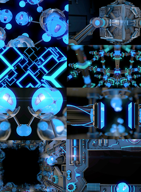30个Resolume官网VJLOOP蓝色3D金属机械视频素材动画Synthesize2