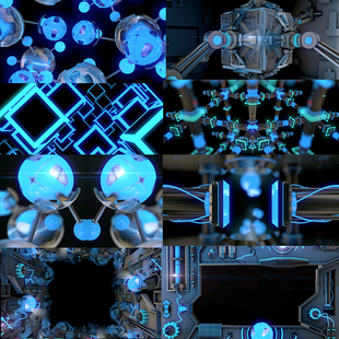 30个Resolume官网VJLOOP蓝色3D金属机械视频素材动画Synthesize2