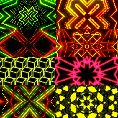 10个发光彩色几何线条vjloops无缝循环视频素材Glowing Lasers