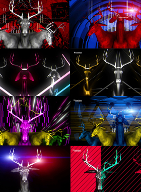 25个现代动态时尚霓虹3d鹿动画高清1080p视频素材NeonDeer VJloop