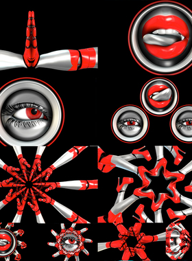 20个红色机械性感嘴唇手臂舌头VJloop舞台背景视频素材Tease Me