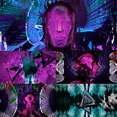 4个抽象人物手迷幻动感无限循环vjloop舞台视频素材Brainstorm