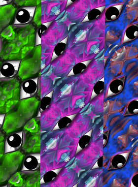 3个迷幻彩色眼睛动感无缝循环vjloop舞台视频素材Colorized Eyes