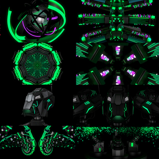 40Resolume官网VJLOOP绿色3d抽象科技机械动态视频素材UberWeapon