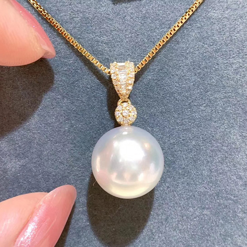 白亮925银时尚潮流吊坠链真珍珠