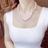 12正圆强光微瑕珍珠项链925银可调节扣珍珠项链 珍妮芙珠宝