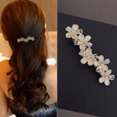 甜美小花朵弹簧夹韩式 外出百搭顶夹后脑勺半扎发夹发卡横夹一字夹