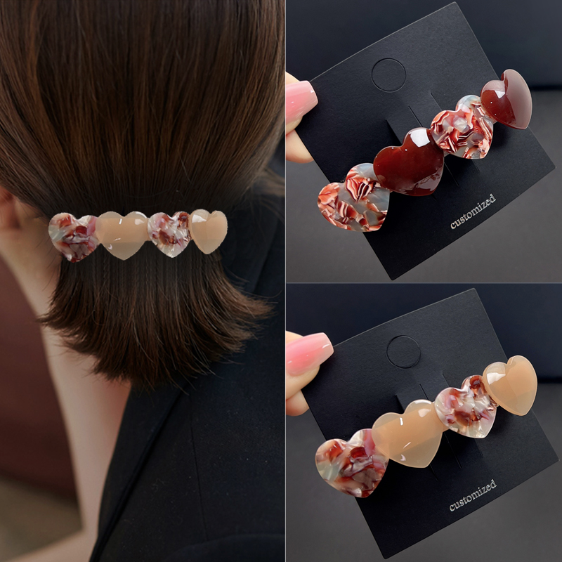 短烫发发卡女士发夹高级感精致爱心弹簧夹过渡期一字夹横夹马尾夹