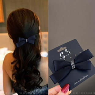 发卡女高级感洋气时尚侧边夹黑色蝴蝶结发夹鸭嘴夹留海发夹头饰品