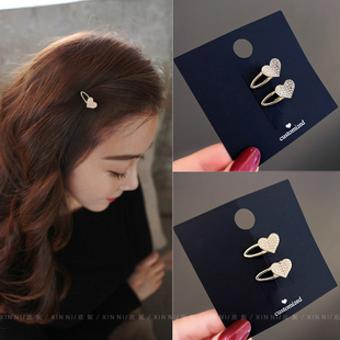 时尚小香风水钻珍珠爱心小发夹女可爱鸭嘴夹前额刘海夹侧边发卡子