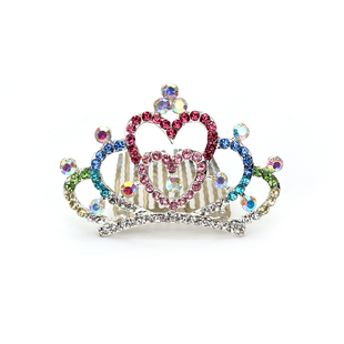 女童发卡儿童甜美水钻小皇冠发插公主发梳新娘插梳韩版盘发饰头饰