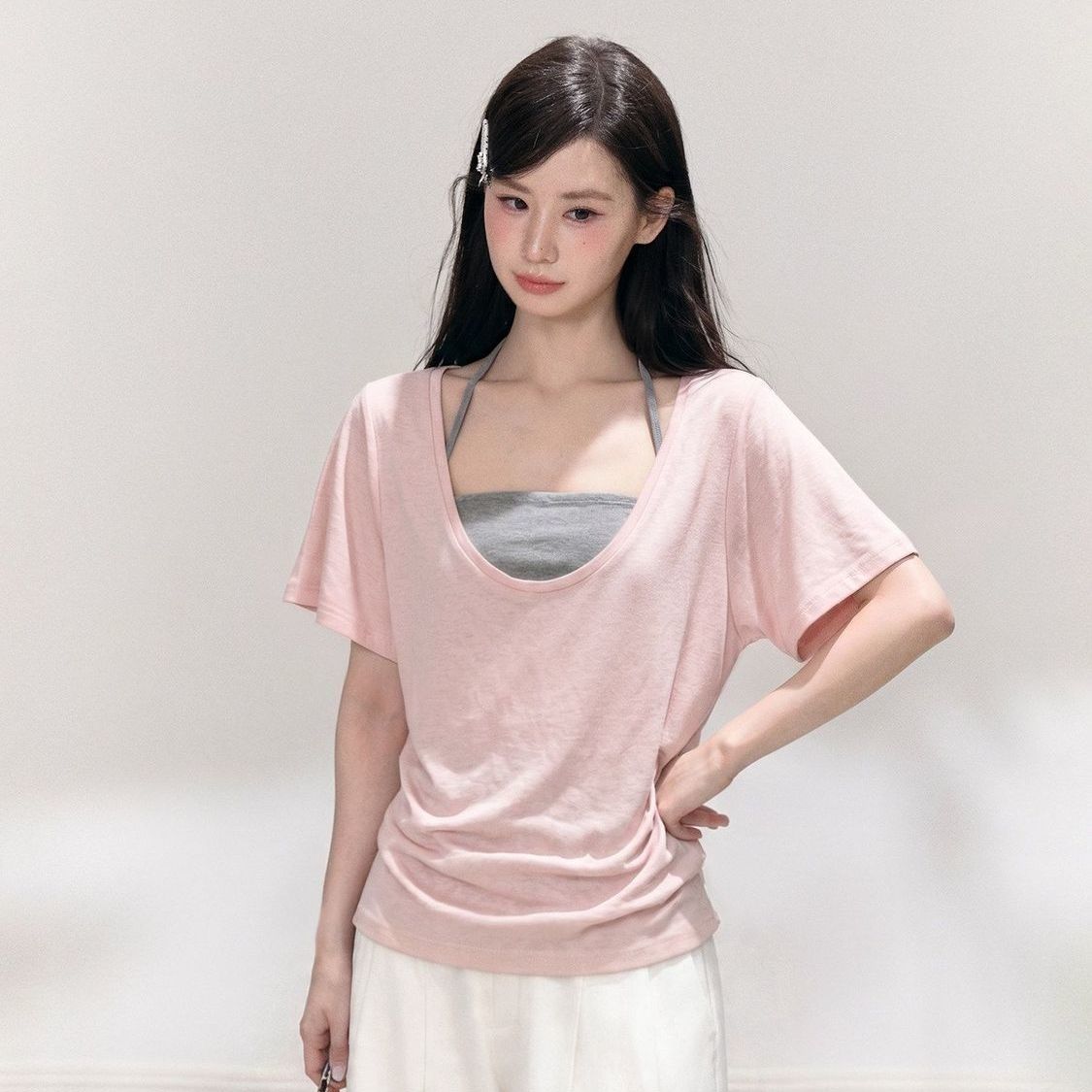 胖MM薄款防晒罩衫短袖t恤女士夏季大码300斤宽松外搭微透时尚上衣