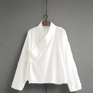 男女通用交叉领中衣系带汉服改良内搭德绒长袖唐装上衣大码300斤