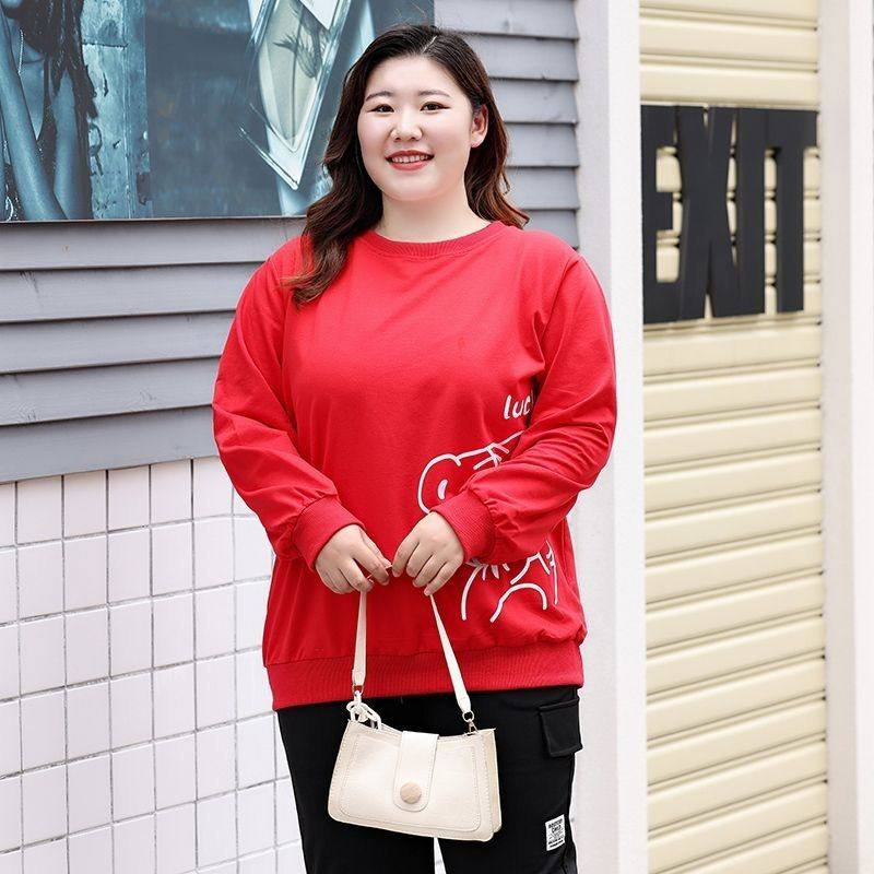 胖mm加绒加厚卫衣韩版宽松显瘦秋冬新品大码300斤女装长袖上衣女