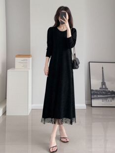 连衣裙简约百搭气质显瘦胖mm长裙 长袖 2025春秋新款 300斤宽松大码