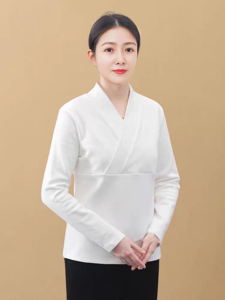 汉服交领长袖打底衫德绒女秋冬季改良中式内搭白色中衣大码300斤