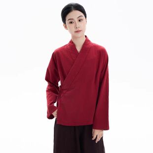 2025秋冬新款德绒保暖长袖上衣高端新中式汉服国风茶服大码300斤