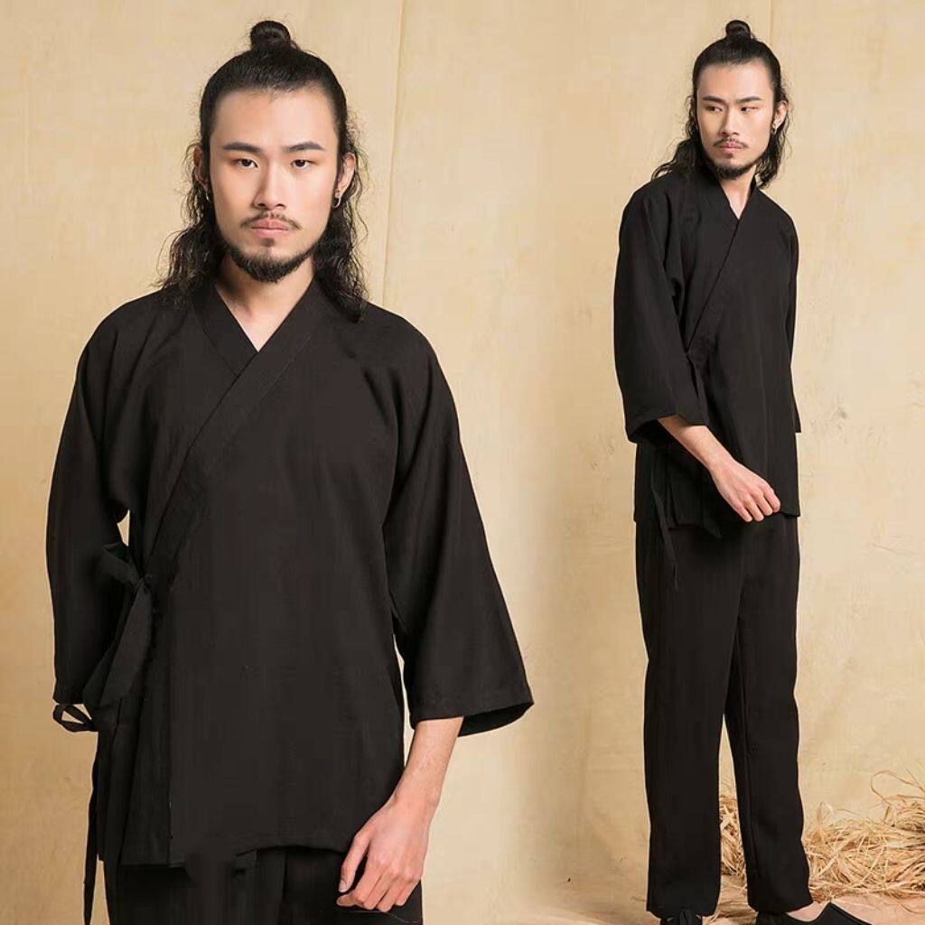 四季太极服男女斜领系带国风交领古代唐装汉服套装中式大码300斤