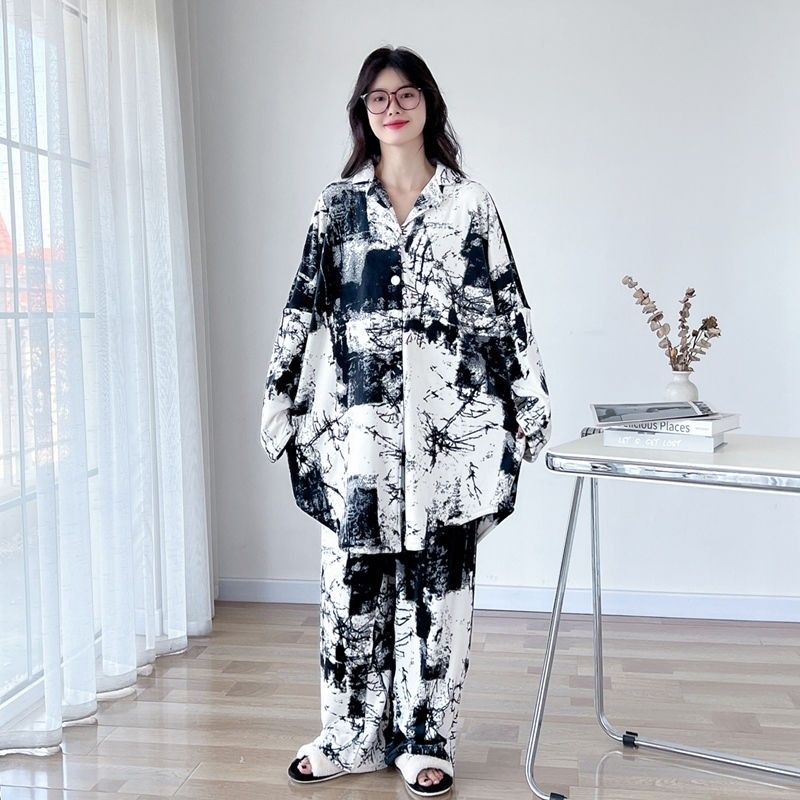 中长款开衫德绒睡衣女秋冬胖MM300斤大码加厚家居服长袖长裤套装