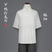 300斤短袖 汉服中式 大码 禅修服中国风道服唐装 冰丝上衣 道服打底衫