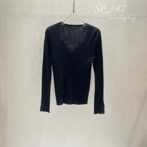 【钱老板推荐】修身重工刺绣边打底衫SR3917