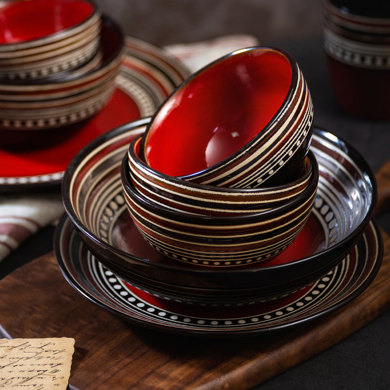 玉泉盘子碗套装组合家用高级感单个高颜值特别好看的吃饭碗复古风,餐饮具,盘,淘宝优惠券,粉丝福利购,淘宝优惠卷