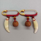 宝宝生肖蛇马外出行平安康睡孕妇婴儿狗牙真桃木沙金别惊跳针礼物