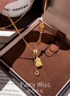 福牌葫芦流苏锁骨项链新年好寓意