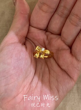 蝴蝶结闪钻食指戒优雅百搭女新款