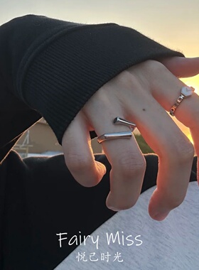 绝美搭档冷淡风双戴开口食指戒指