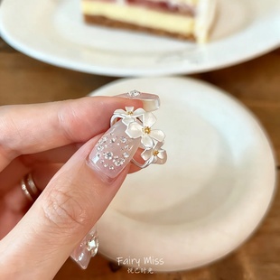 S925纯银森系栀子花戒指女款新中式简约小清新甜美可调节指环新款