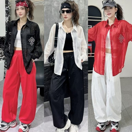 2026夏季新款曳步舞运动套装女网红同款防晒衬衫休闲广场舞队服