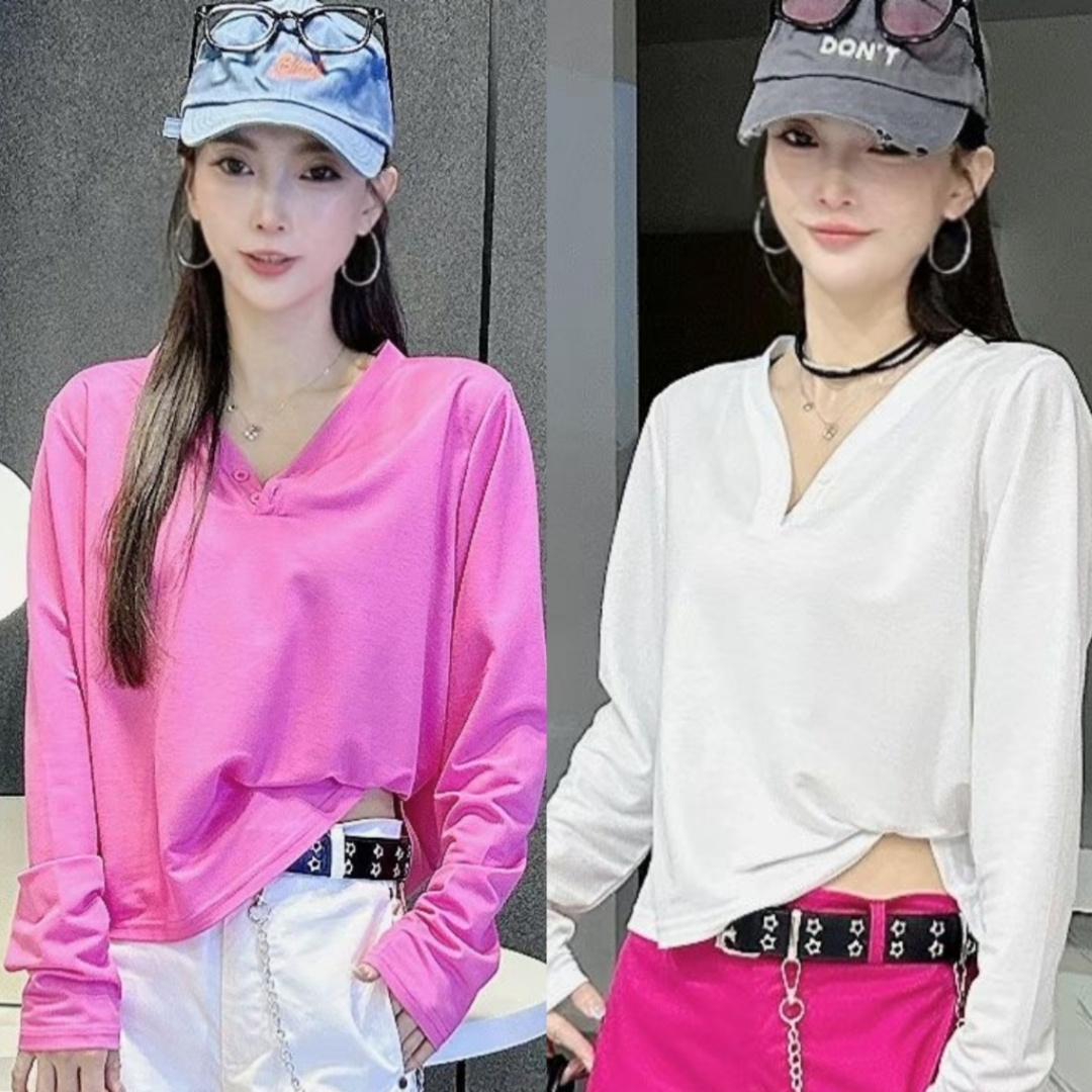 2025春秋新款曳步舞长袖上衣女网红同款v领宽松时尚广场舞演出服