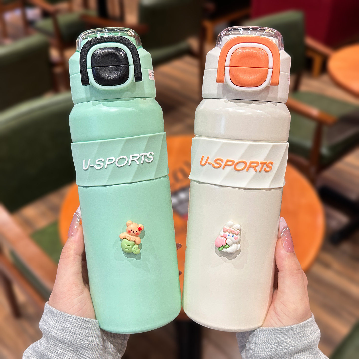 运动水杯保温杯女士高颜值2025新款双饮吸管杯子男款学生上学便携