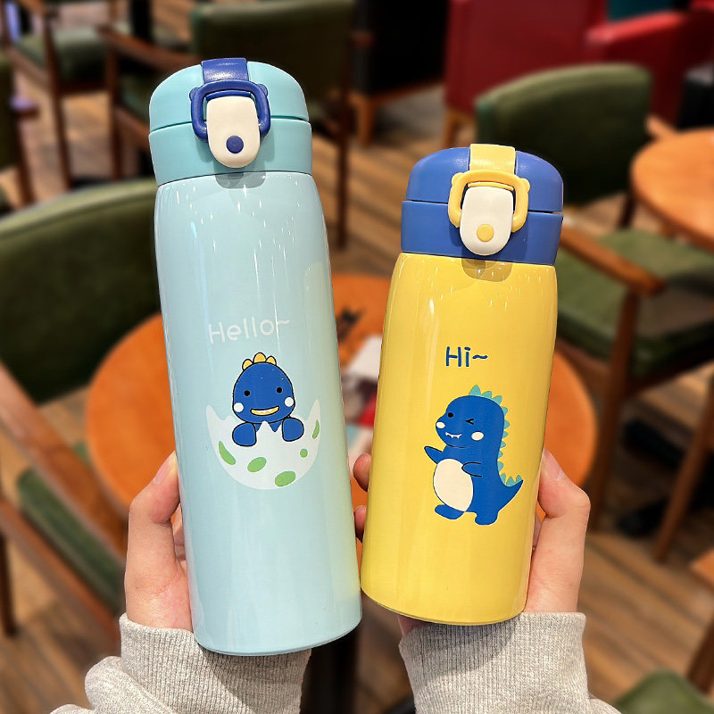 恐龙保温杯男女孩创意儿童水杯可爱弹盖直饮杯小学生书包侧兜专用
