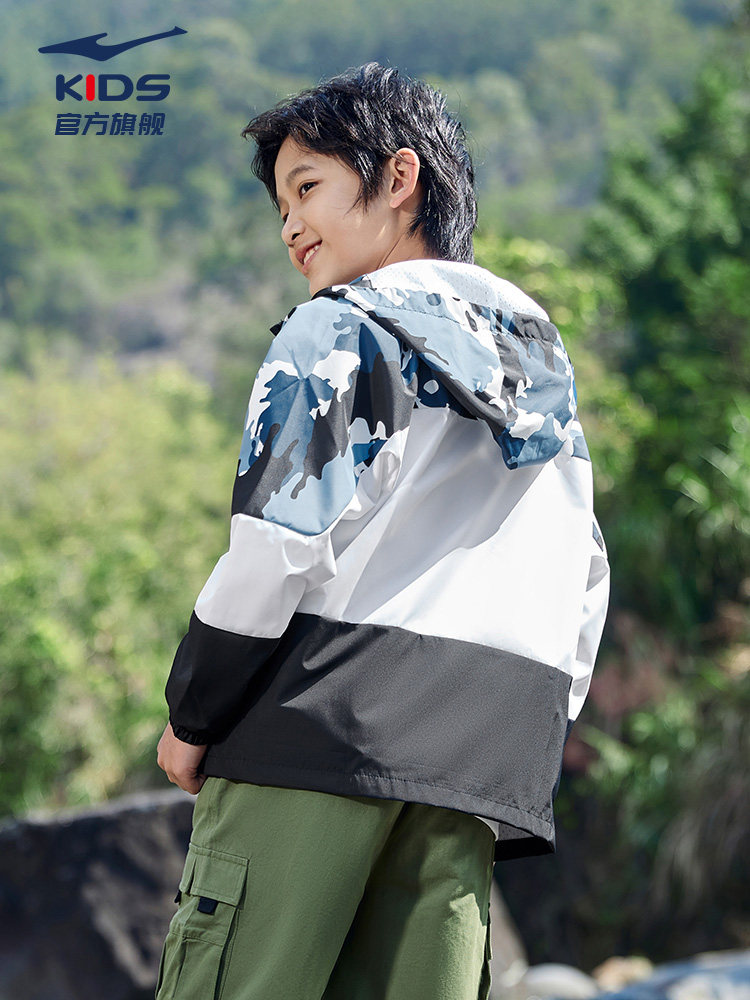 세 가지 증거 HONGXING ERKE 아동 의류 소년 방수 자켓 2024 가을 새로운 재킷 아동 중대형 아동용 윈드 브레이커