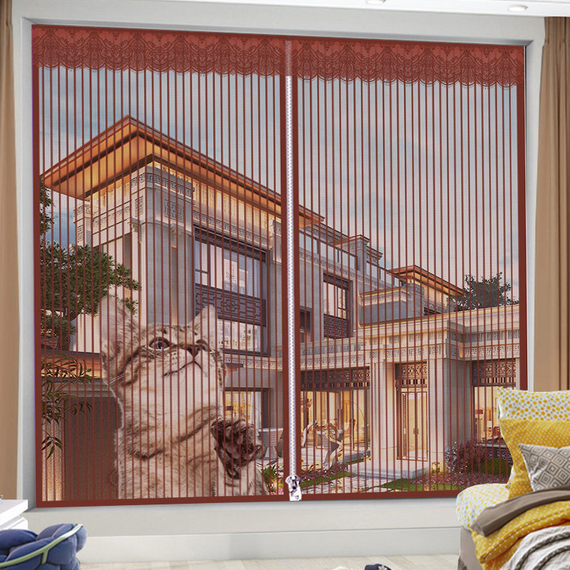 新款卧室防蚊纱窗门帘魔术贴窗纱网家用自粘免打孔安装客厅简约