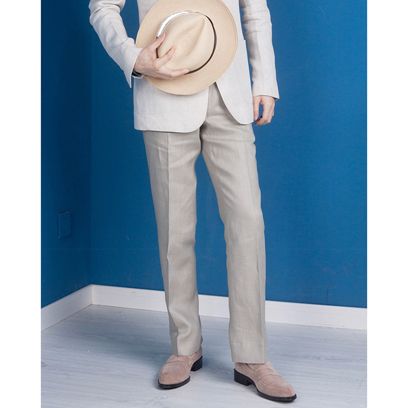 eabri/驿泊亚麻西裤凉爽手工