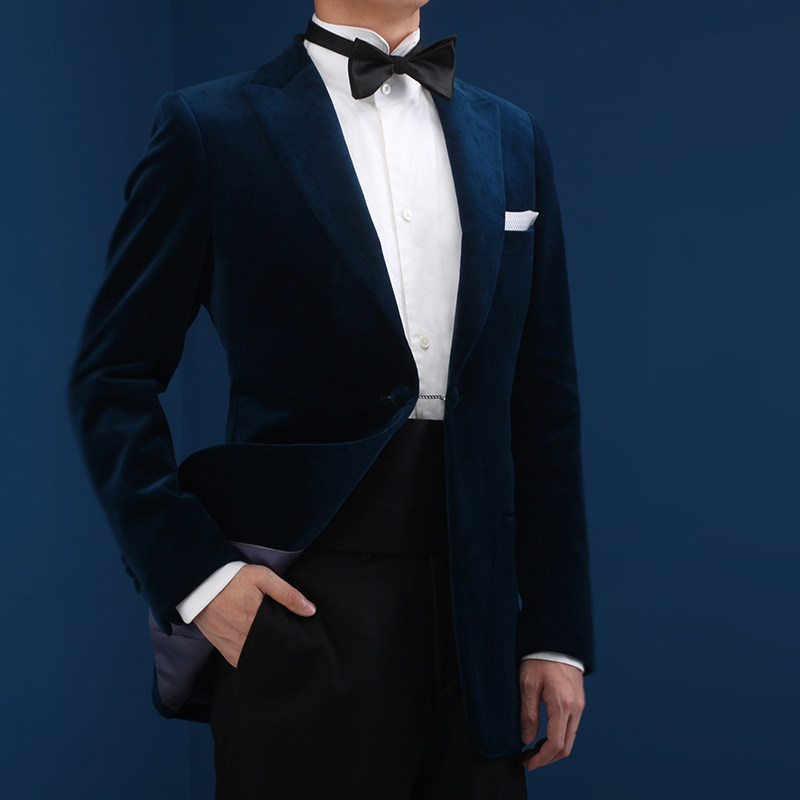 eabri/驿泊丝绒西装结婚新郎宴会