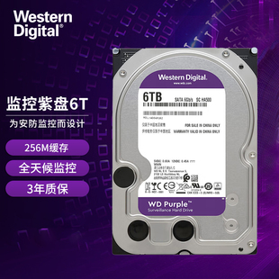 监控硬盘 WD64PURZ CMR 紫盘 6TB 垂直机械硬盘 西部数据