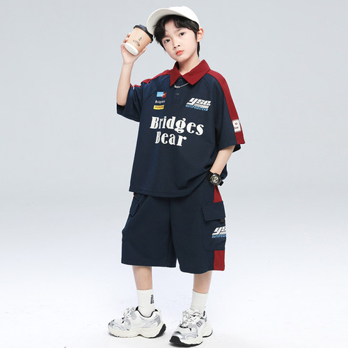 男童夏装短袖套装2026新款夏季痞帅男孩中大儿童POLO衫运动衣服潮