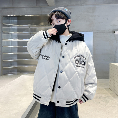 男童夹棉外套秋冬款2025新款儿童冬季棒球服大童冬装二棉衣加厚潮