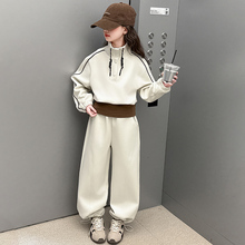 2025炸街女童套装秋季新款儿童卫衣高领秋装女大童韩系高级感穿搭